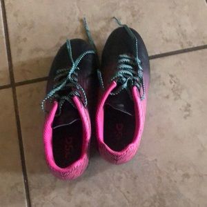 Pink and Black Soccer Cleats